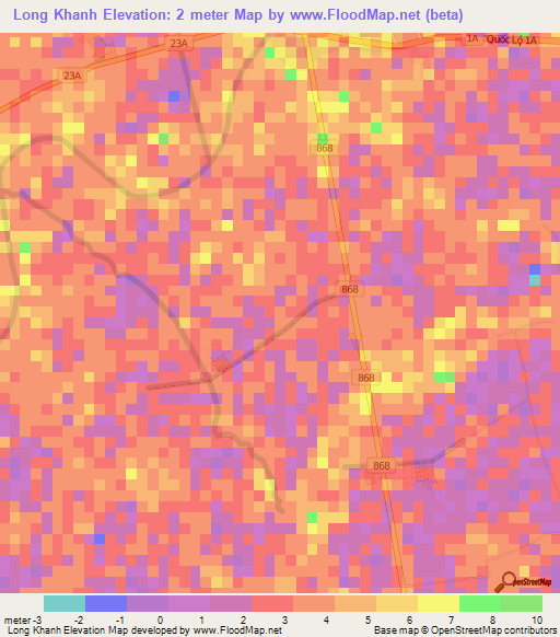 Long Khanh,Vietnam Elevation Map