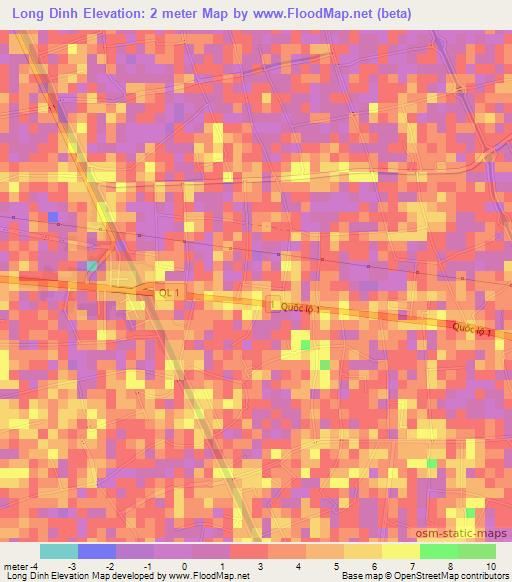 Long Dinh,Vietnam Elevation Map