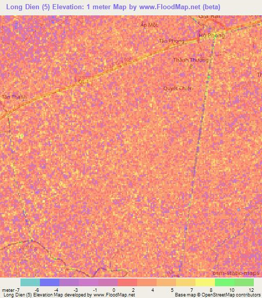 Long Dien (5),Vietnam Elevation Map