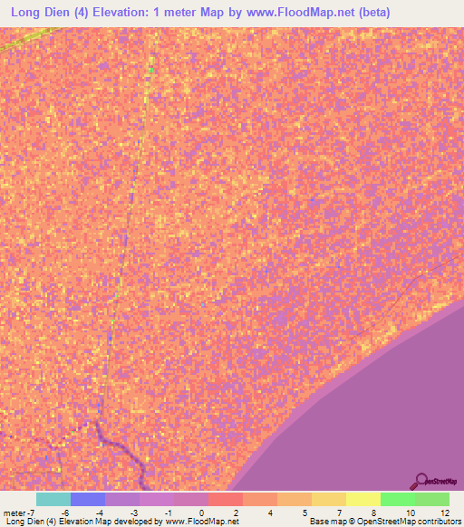 Long Dien (4),Vietnam Elevation Map