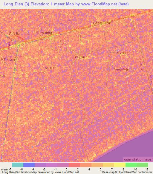 Long Dien (3),Vietnam Elevation Map