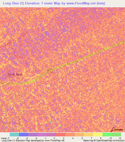 Long Dien (1),Vietnam Elevation Map