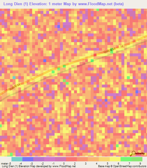 Long Dien (1),Vietnam Elevation Map