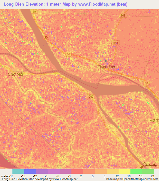 Long Dien,Vietnam Elevation Map