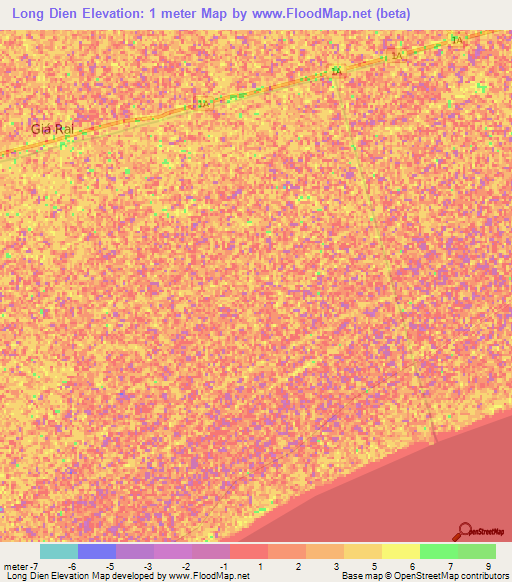 Long Dien,Vietnam Elevation Map