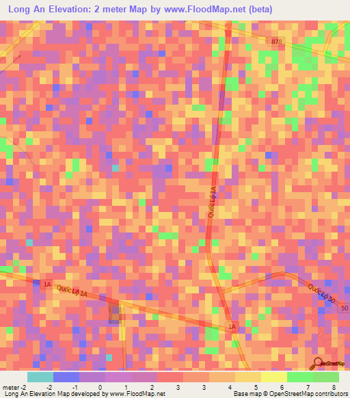 Long An,Vietnam Elevation Map