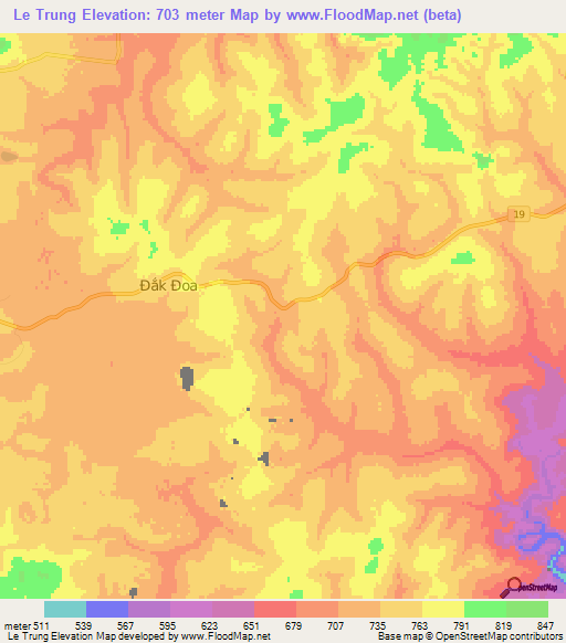 Le Trung,Vietnam Elevation Map