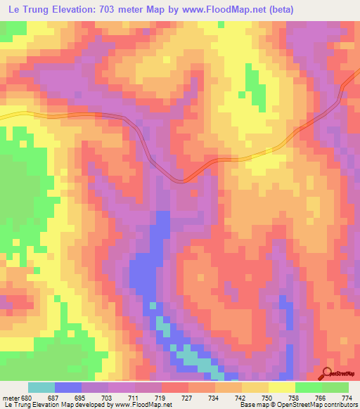 Le Trung,Vietnam Elevation Map