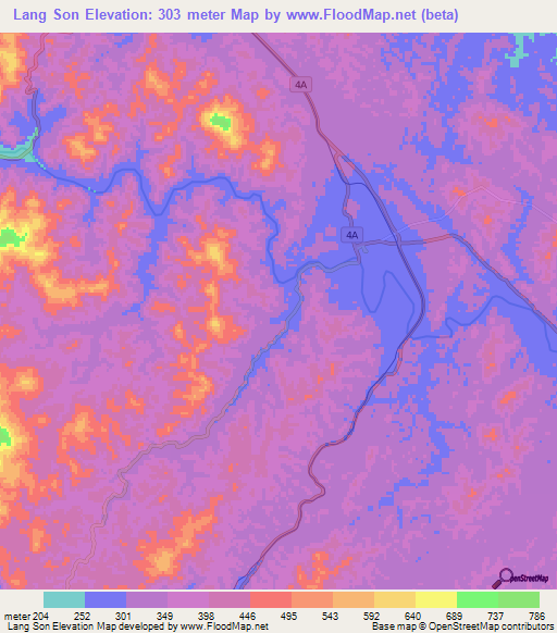 Lang Son,Vietnam Elevation Map