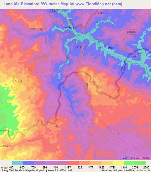 Lang Me,Vietnam Elevation Map