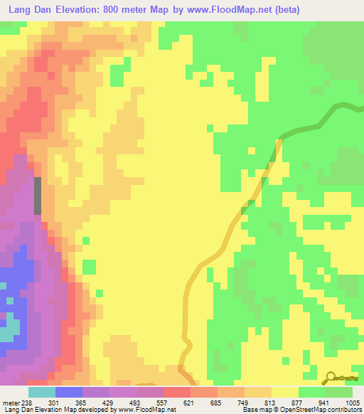 Lang Dan,Vietnam Elevation Map