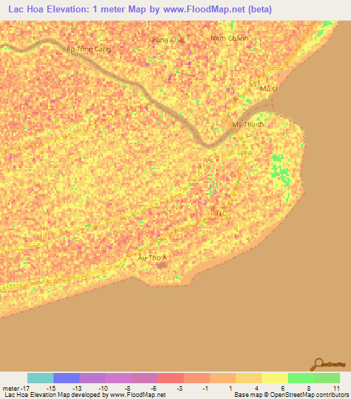 Lac Hoa,Vietnam Elevation Map