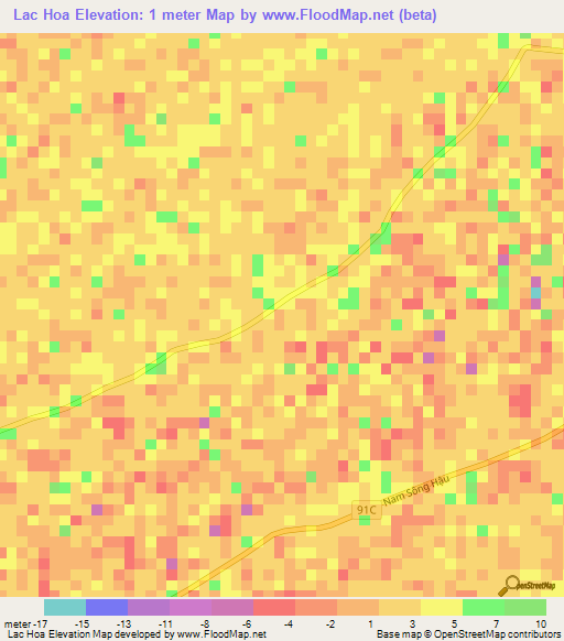 Lac Hoa,Vietnam Elevation Map