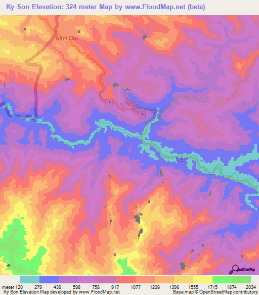 Ky Son,Vietnam Elevation Map