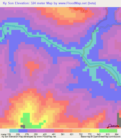 Ky Son,Vietnam Elevation Map