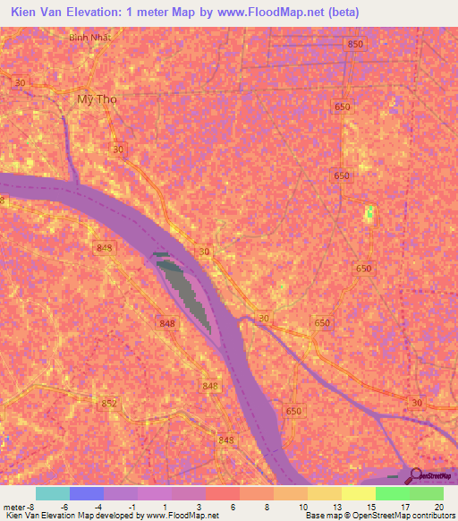 Kien Van,Vietnam Elevation Map