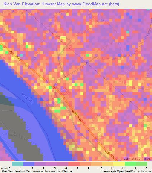 Kien Van,Vietnam Elevation Map