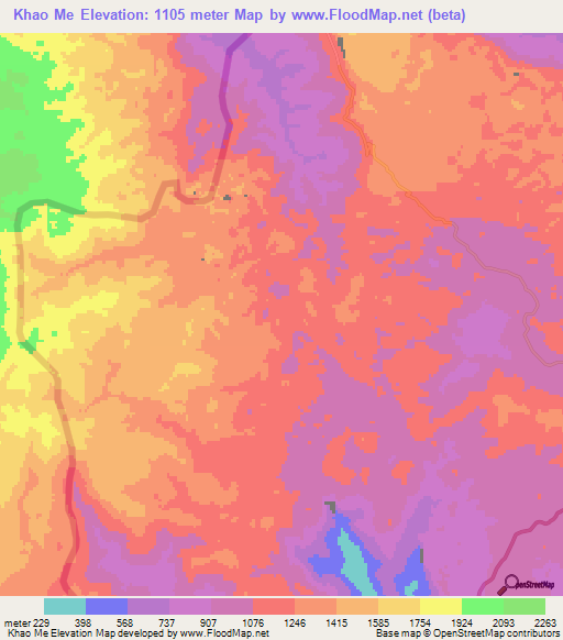 Khao Me,Vietnam Elevation Map