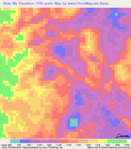 Khao Me,Vietnam Elevation Map