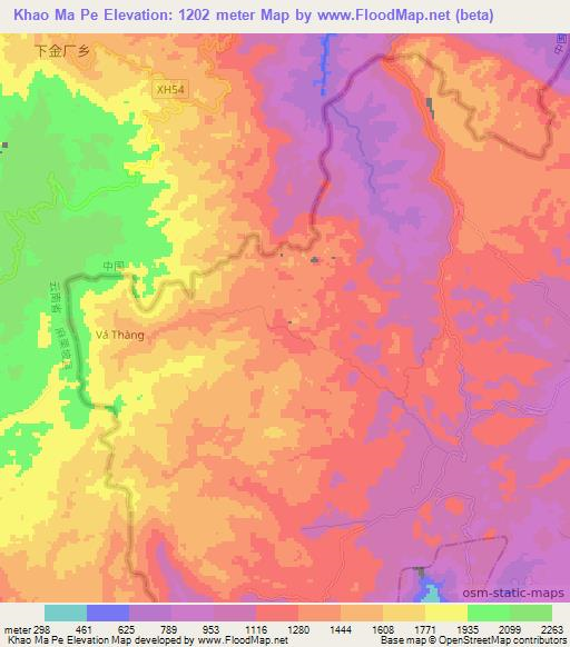 Khao Ma Pe,Vietnam Elevation Map