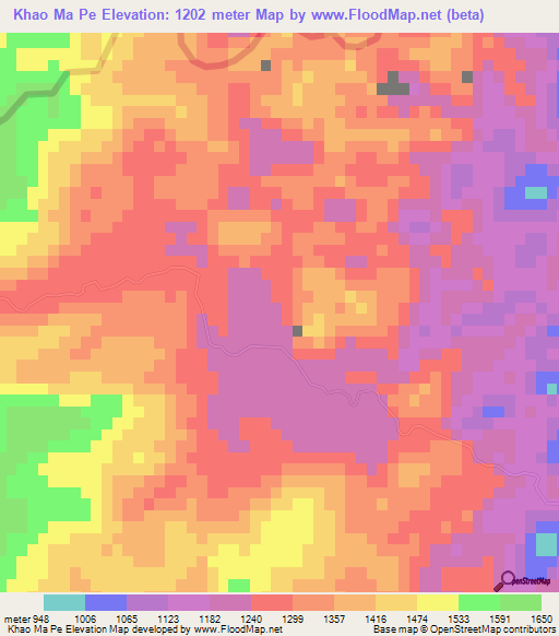 Khao Ma Pe,Vietnam Elevation Map