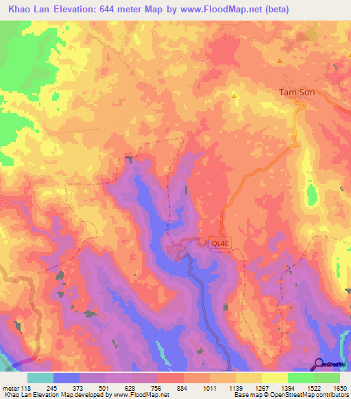 Khao Lan,Vietnam Elevation Map