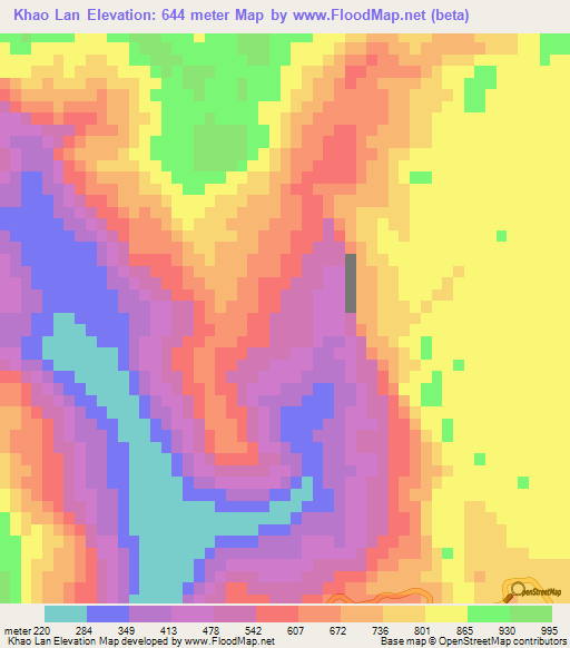 Khao Lan,Vietnam Elevation Map