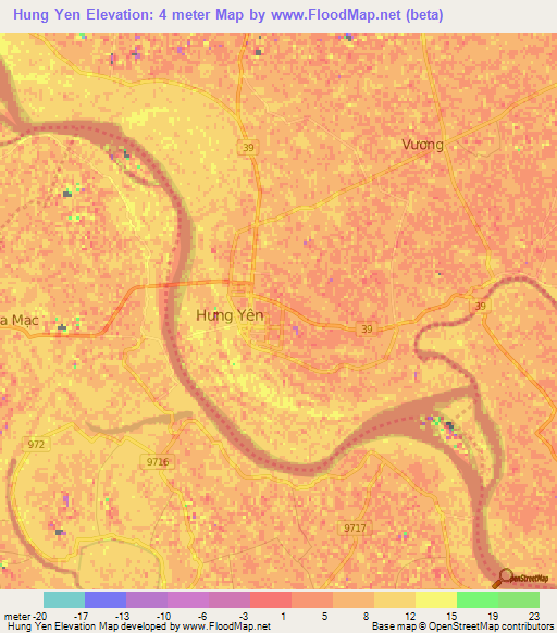 Hung Yen,Vietnam Elevation Map