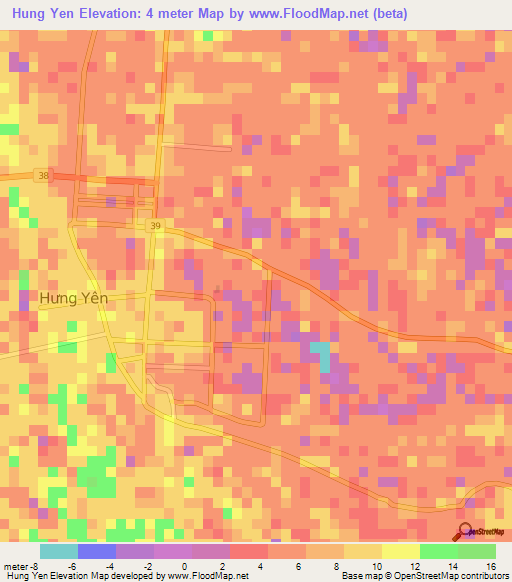 Hung Yen,Vietnam Elevation Map