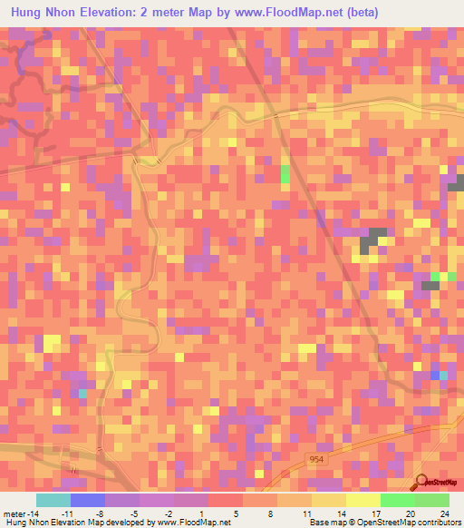 Hung Nhon,Vietnam Elevation Map