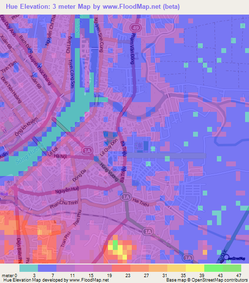 Elevation of Hue,Vietnam Elevation Map, Topography, Contour