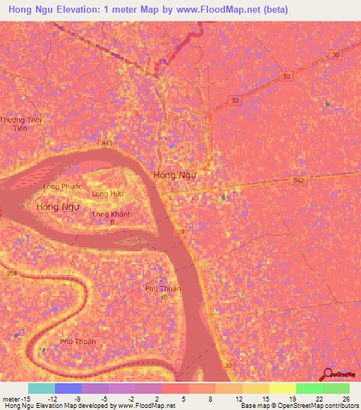 Hong Ngu,Vietnam Elevation Map