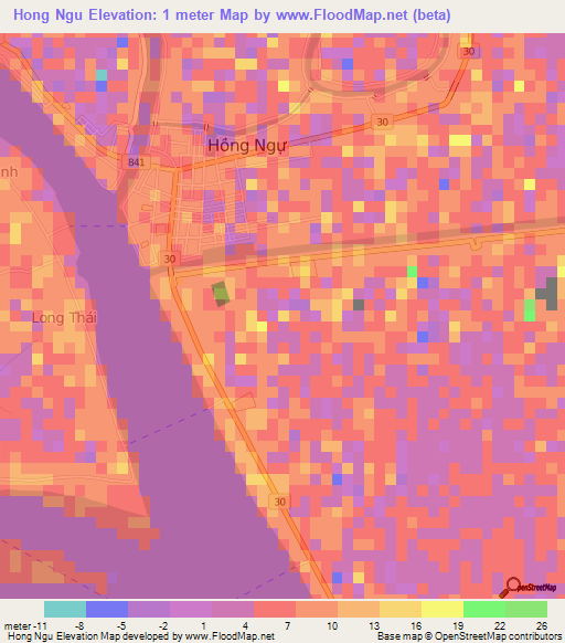 Hong Ngu,Vietnam Elevation Map