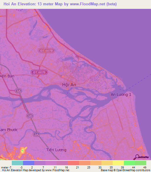 Hoi An,Vietnam Elevation Map