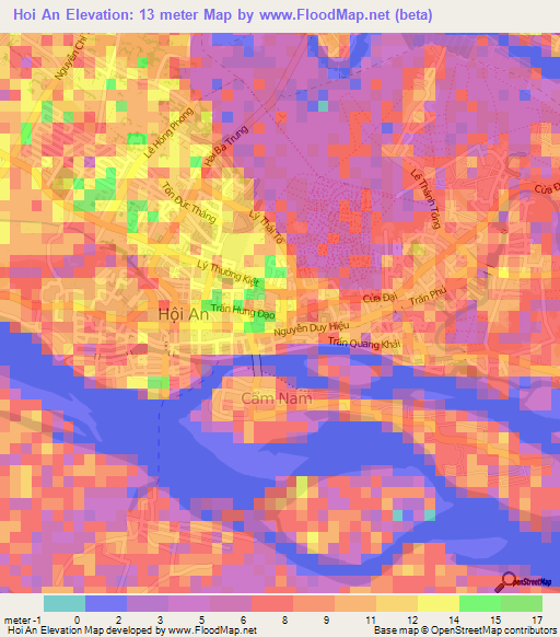 Hoi An,Vietnam Elevation Map