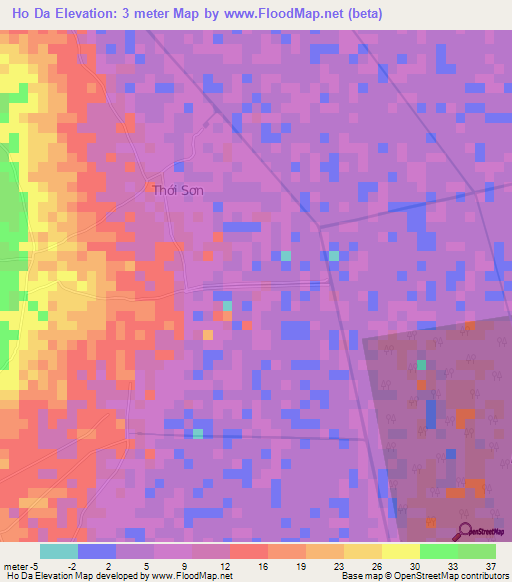 Ho Da,Vietnam Elevation Map