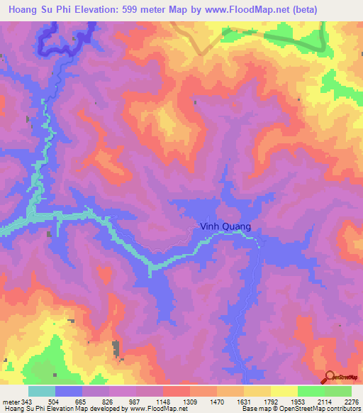 Hoang Su Phi,Vietnam Elevation Map