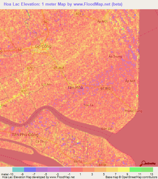 Hoa Lac,Vietnam Elevation Map