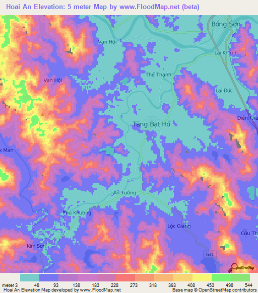 Hoai An,Vietnam Elevation Map