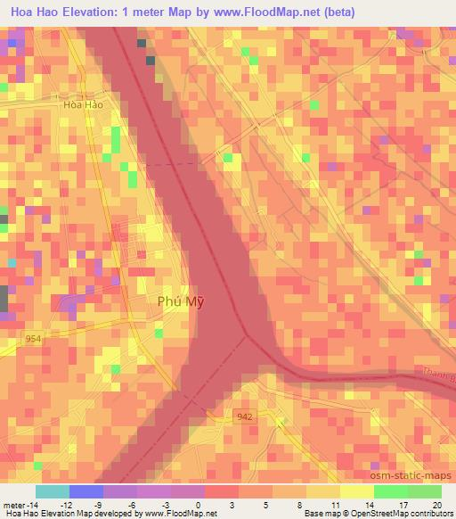 Hoa Hao,Vietnam Elevation Map