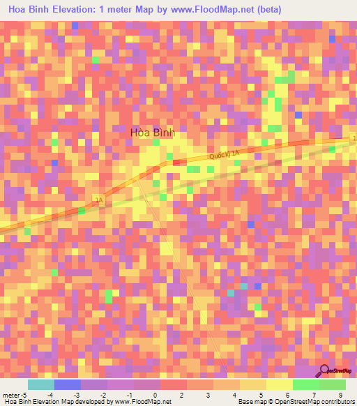 Hoa Binh,Vietnam Elevation Map