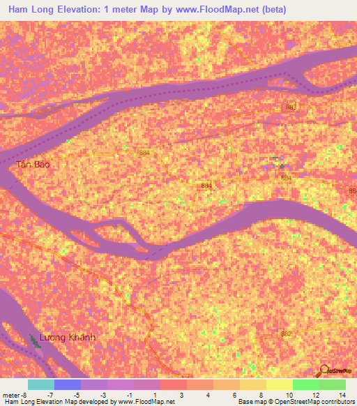 Ham Long,Vietnam Elevation Map