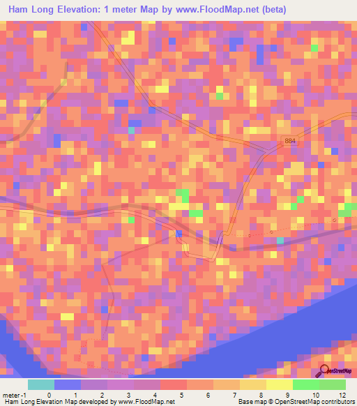 Ham Long,Vietnam Elevation Map