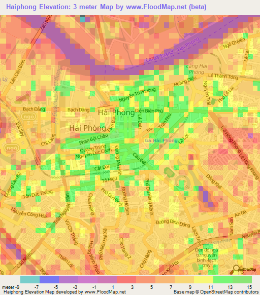 Haiphong,Vietnam Elevation Map