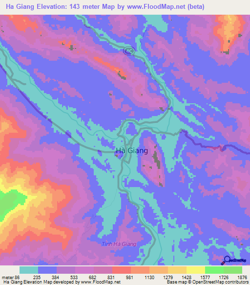 Ha Giang,Vietnam Elevation Map