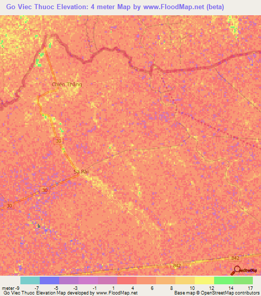 Go Viec Thuoc,Vietnam Elevation Map