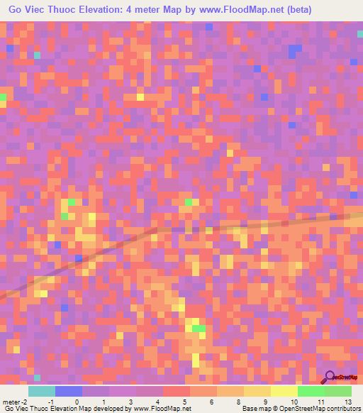 Go Viec Thuoc,Vietnam Elevation Map