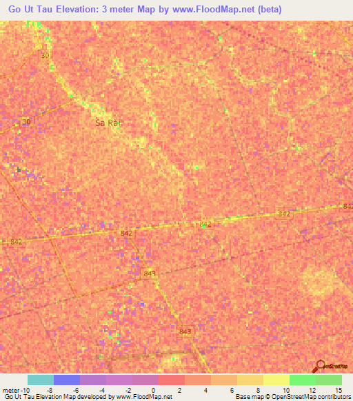 Go Ut Tau,Vietnam Elevation Map