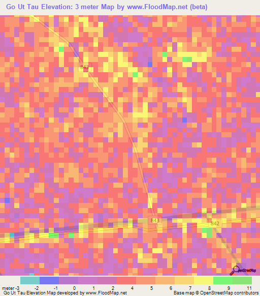 Go Ut Tau,Vietnam Elevation Map