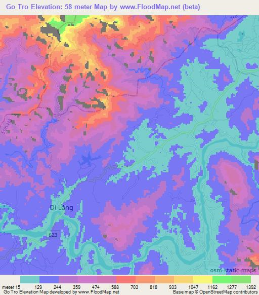 Go Tro,Vietnam Elevation Map